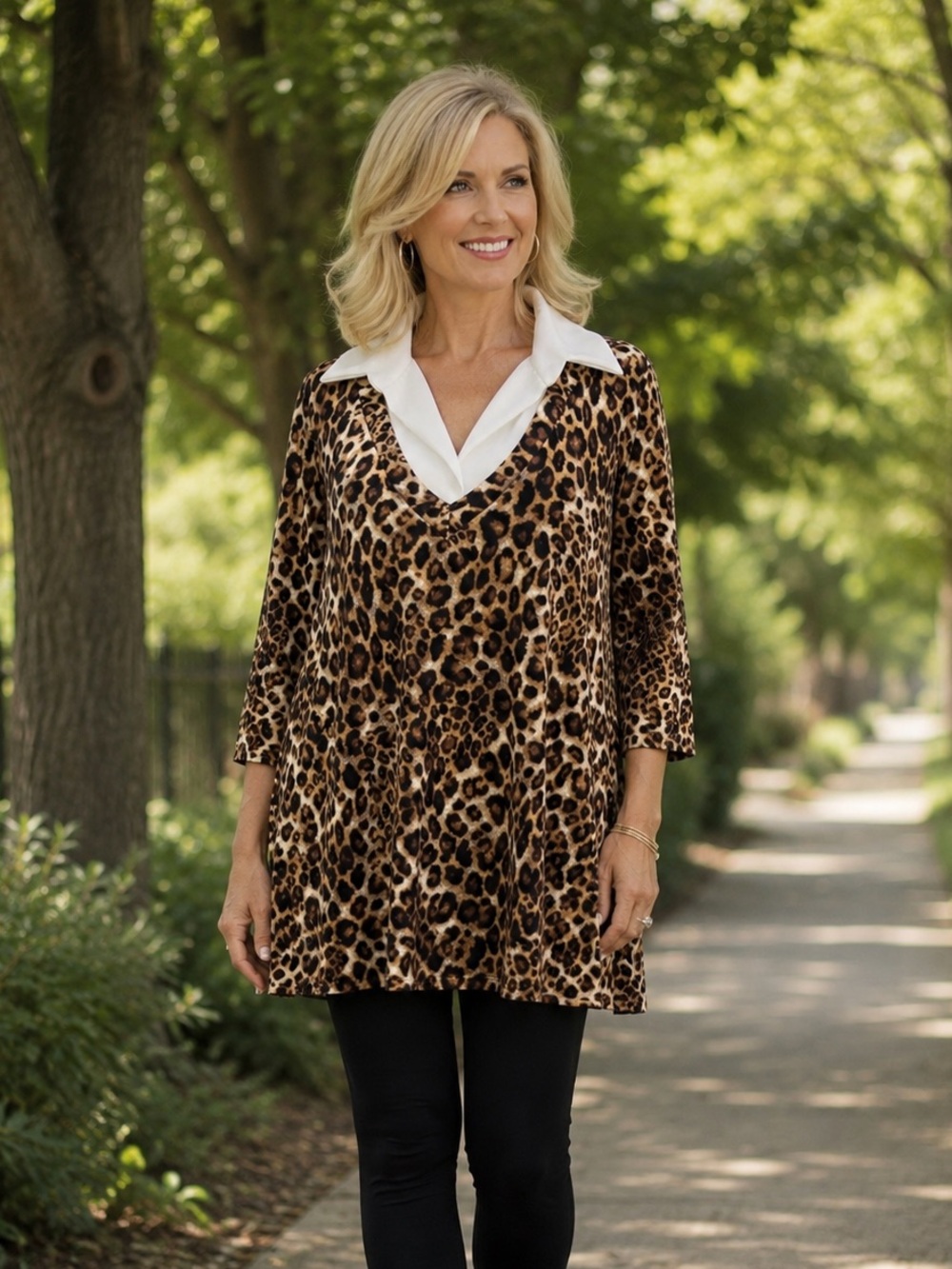 Kim & Cami V-Neck Tunic 3/4 sleeves Large